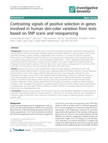 Contrasting signals of positive selection in genes involved in human skin-color variation from tests based on SNP scans and resequencing