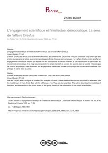 L engagement scientifique et l intellectuel démocratique. Le sens de l affaire Dreyfus - article ; n°48 ; vol.12, pg 71-94