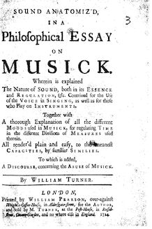 Partition Complete book, Sound Anatomiz’d en A Philosophical Essay on Musick
