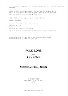 Folk-Lore and Legends: North American Indian