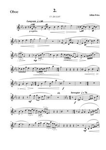 Partition , Langsam, hautbois , partie, Sonate für hautbois und Klavier  Sommer 