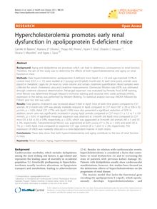 Hypercholesterolemia promotes early renal dysfunction in apolipoprotein E-deficient mice