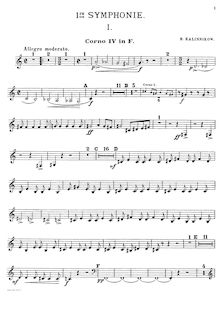 Partition cor 4, Symphony No.1 en G minor, 1re Symphonie, Kalinnikov, Vasily