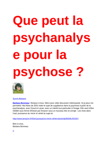 Que peut la psychanalyse pour la psychose ?