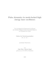 Pulse dynamics in mode-locked high energy laser oscillators [Elektronische Ressource] / von Martin Siegel