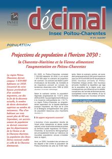Projections de population à lhorizon 2030 : la Charente-Maritime et la Vienne alimentent  laugmentation en Poitou-Charentes