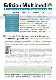 Editions Multimedi@ n° 218 – Lundi 16 Septembre 2019