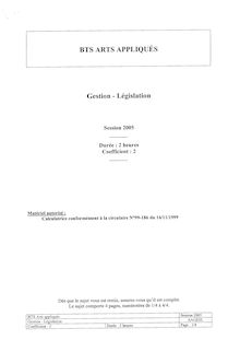 Btsartce 2005 gestion legislation