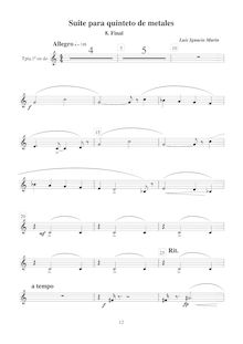 Partition trompette 1 (C),  para quinteto de metales, Marín García, Luis Ignacio par Luis Ignacio Marín García