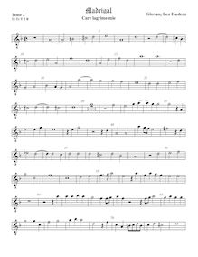 Partition ténor viole de gambe 2, octave aigu clef, madrigaux pour 5, 6, 7 et 8 voix