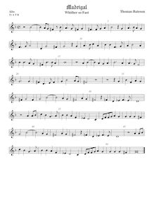 Partition ténor viole de gambe 1 (aigu clef), pour First Set of anglais Madrigales to 3, 4, 5 et 6 voix par Thomas Bateson