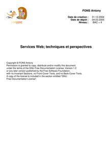 Services Web; techniques et perspectives 