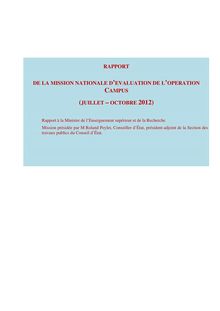 Rapport de la mission nationale d évaluation de l opération Campus (Juillet - Octobre 2012)