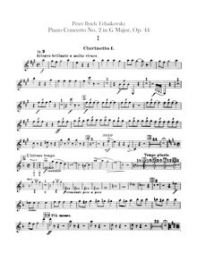Partition clarinette 1, 2 (B♭, A), Piano Concerto No.2, Op.44, G major