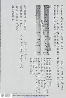 Partition complète, Ouverture en G major, GWV 459, G major, Graupner, Christoph
