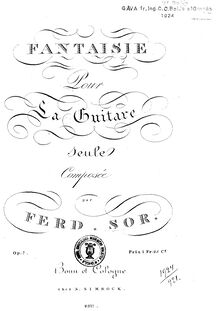 Partition complète, Fantasie No.3, Op.7, C minor, Sor, Fernando