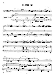 Partition Sonata No.3 en G minor, BWV 1029 - Score, 3 sonates pour viole de gambe et clavecin