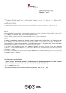 Vitesse de la sédimentation holocène dans la plaine occidentale du Pô (Italie) - article ; n°2 ; vol.26, pg 65-71