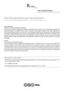 Grammaire générale et grammaire générative - article ; n°5 ; vol.1, pg 36-49