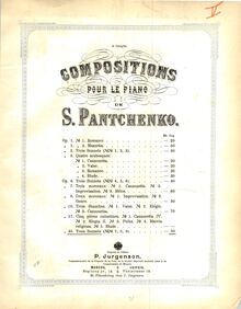 Partition couverture couleur, 3 Sonnets, Op.35, Panchenko, Semyon