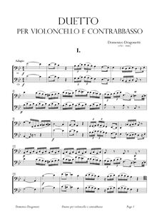 Partition complète, Duet pour violoncelle et contrebasse, Duetto per violoncello e contrabbasso
