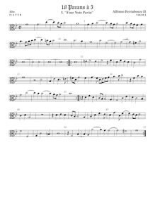 Partition ténor viole de gambe 1, alto clef, Pavan à 5 No.4, Four-note pavan