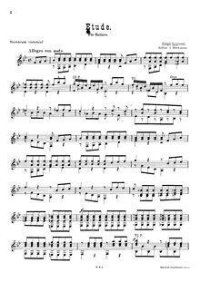 Partition complète, Etude pour guitare, B♭ major, Legnani, Luigi