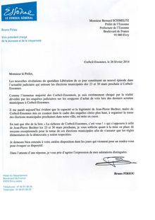 Le courrier de Bruno Piriou au préfet de l Essonne