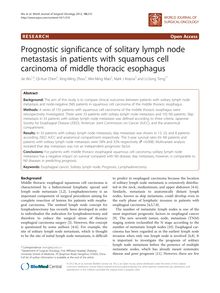 Prognostic significance of solitary lymph node metastasis in patients with squamous cell carcinoma of middle thoracic esophagus