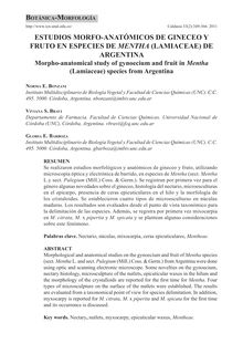 ESTUDIOS MORFO-ANATÓMICOS DE GINECEO Y FRUTO EN ESPECIES DE MENTHA (LAMIACEAE) DE ARGENTINA (Morpho-anatomical study of gynoecium and fruit in Mentha (Lamiaceae) species from Argentina)