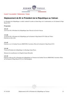Déplacement de M. le Président de la République au Vatican