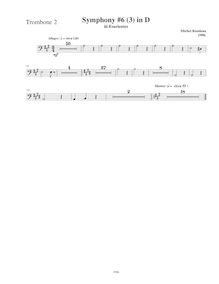 Partition Trombone 2, Symphony No.6  Magnificat , D major, Rondeau, Michel par Michel Rondeau