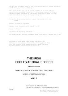 The Irish ecclesiastical record - Volume 1, Index