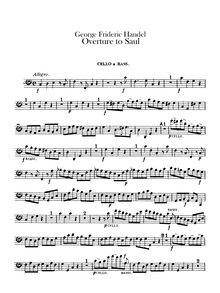 Partition violoncelles/Basses, Saul, Handel, George Frideric