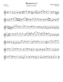 Partition Tenor1 viole de gambe, octave aigu clef, Parsley s Clock