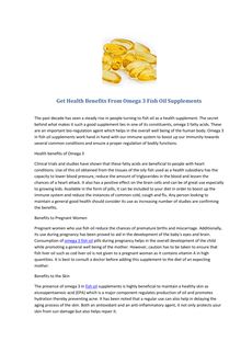 Get Health Benefits From Omega 3 Fish Oil Supplements