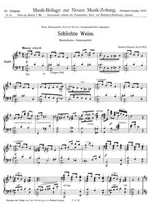 Partition No.2 - Schlichte Weise, Piano pièces, Op.80, Kügele, Richard