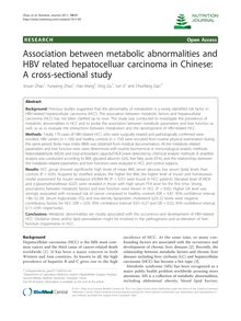 Association between metabolic abnormalities and HBV related hepatocelluar carcinoma in Chinese: A cross-sectional study
