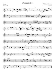 Partition viole de gambe aigue 1, Fantasia, G minor, Simmes, William