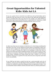 Great Opportunities for Talented Kids: Kids Act LA