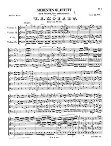 Partition complète, corde quatuor No.7, E♭ major, Mozart, Wolfgang Amadeus par Wolfgang Amadeus Mozart