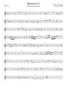 Partition ténor viole de gambe 2, octave aigu clef, Madrigali A Cinque Voci [Libro Quinto] par Carlo Gesualdo