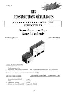 Note de calculs 2006 BTS Constructions métalliques