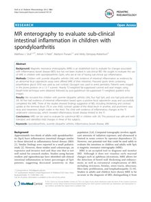 MR enterography to evaluate sub-clinical intestinal inflammation in children with spondyloarthritis