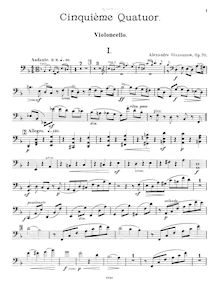 Partition violoncelle, corde quatuor No.5, Op.70, D minor, Glazunov, Aleksandr