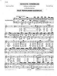 Partition complète, Song, Seemans Scheidelied, WoO 20, Mendelssohn, Felix par Felix Mendelssohn
