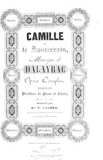 Partition complète, Camille, ou Le souterrain, Comédie mêlée de musique en trois actes par Nicolas Dalayrac