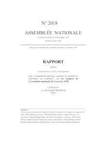 Rapport déposé... par la Commission spéciale chargée de vérifier et d'apurer les comptes, sur les comptes de l'Assemblée nationale de l'exercice 1998
