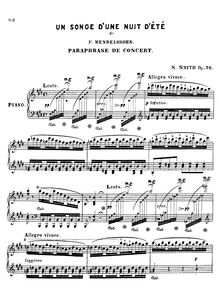 Partition complète, Mendelssohn s Midsummer nuit s Dream, Paraphrase de concert par Sydney Smith