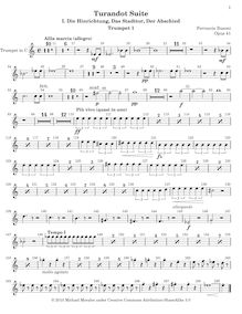 Partition trompette 1 (C), Turandot , Orchester Suite aus der Musik zu Gozzis Märchendrama Turandot